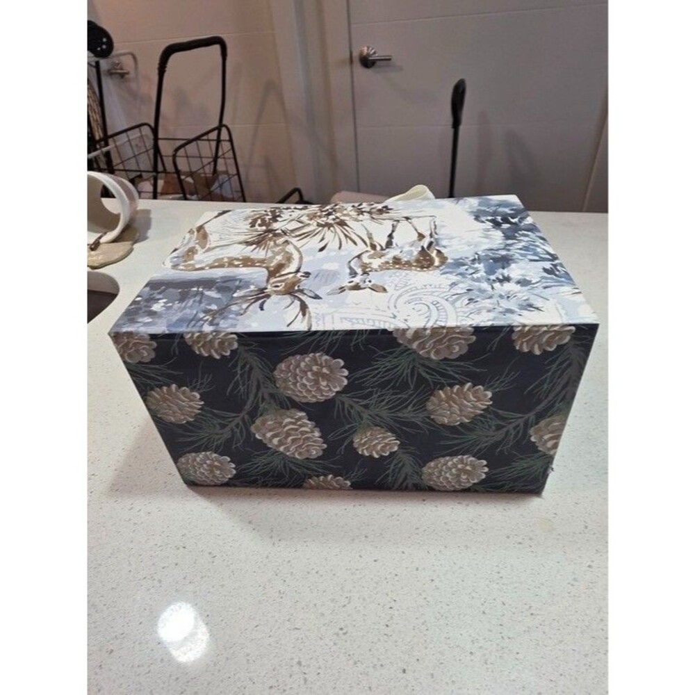 Deer Woodland Decorative Keepsake Box in Blue and Brown - Picture 4 of 7